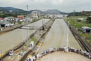 Ship in Panama Canal lock