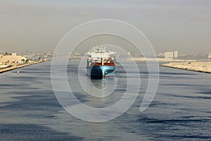 Ship passing through the Suez Canal photo
