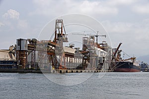 Ship at the port of Santos, Sao Paulo state, Brazil