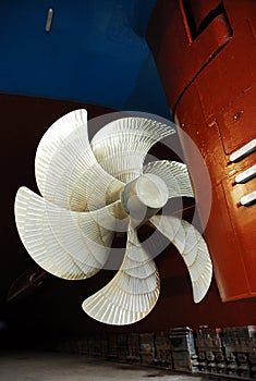 Ship propeller at dry dock