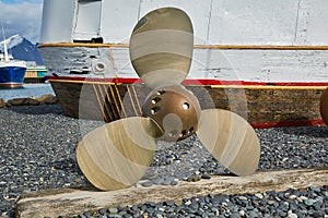 Ship propeller on shore