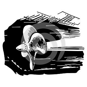 Ship Propeller in water