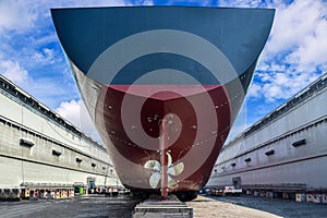 Ship Repair on dry dock yard in shipyard