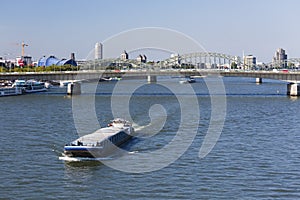 Ship On Rhine River in Cologne, Germany