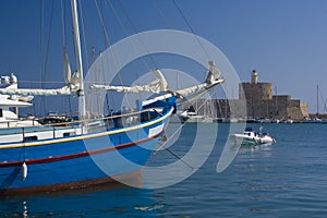 Ship in Rhodes harbour