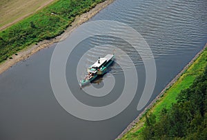 Ship on river elbe near Bastei in saxony photo
