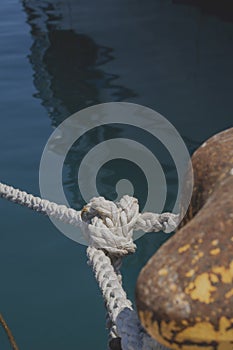 Ship rope holding or mooring it at the dock