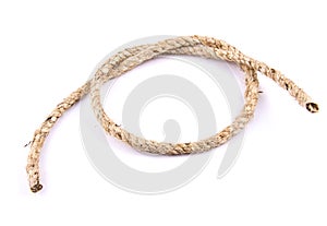 Ship rope with a knot on white background