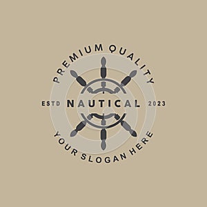 Ship Rudder Logo, Elegant Nautical Maritime Vector Simple Minimalist Design Ocean Sailing Ship