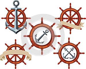 Ship rudder wheel emblems