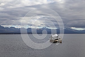 Ship run aground at fagnano lake photo