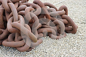 Ship rusty anchor chain