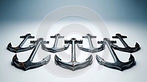 Ship's anchors, copy space background.