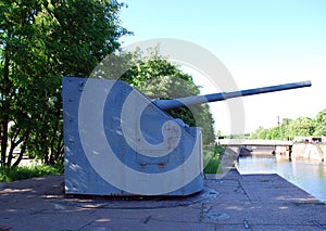 The ship`s cannon is installed as a monument along the Petrovsky canal in the port of the city.
