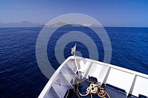 A ship`s cruise on the sea in Greece