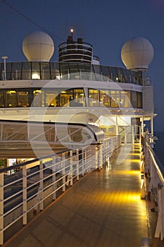 Ship`s deck at night