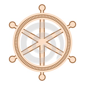 A ship's wheel, an ancient Slavic symbol, decorated with Scandinavian patterns. Beige fashion design