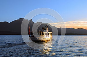 Ship sail on lake