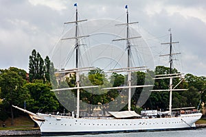 Ship sailboat standing in the port