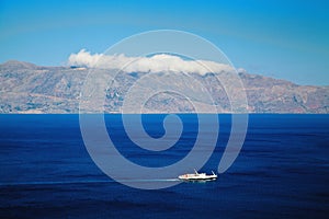 Ship sailing in the Mediterranian sea photo