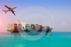 Ship sailing in the sea,logistics and international shipping containers,