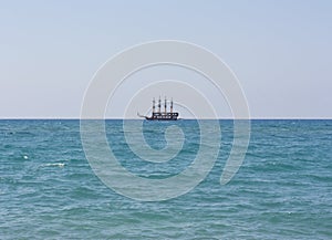 The ship sails at sea photo