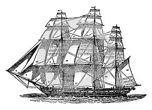 Ship Sails, vintage illustration