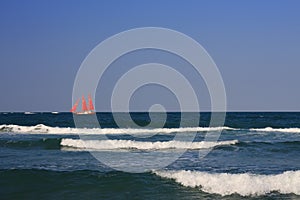 Ship with scarlet sails in the sea (2).
