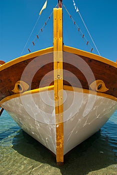 Ship in the sea in summer Greece