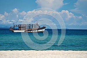 Ship on the sea waiting Tourists from Island to land., Thailand