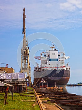 Ship in shipyard