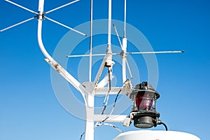 Ship signal lamp. Ship lighting on board a floating vessel in th