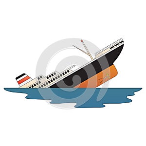Ship Sinking vector illustration isolated on a white in EPS10