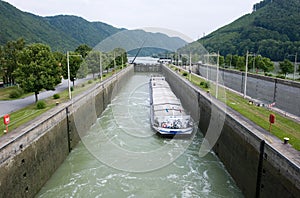 Ship in sluice