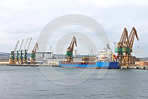 The ship stands in port Gdansk.