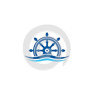 ship steering for sailing logo vector icon illustration template