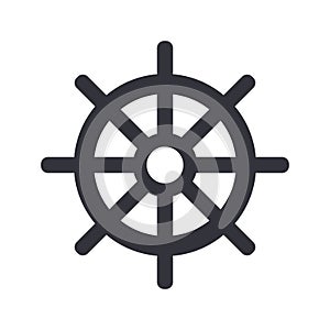 Ship steering wheel flat icon, rudder vector symbol