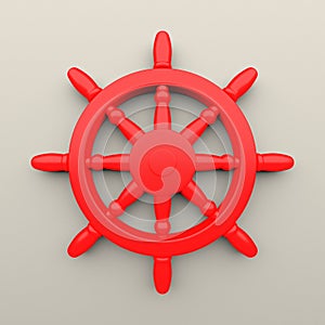 Ship steering wheel on gray background