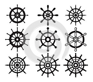 Ship steering wheel, Helm Anchor vector icon, Steer icon vector