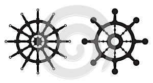 Ship steering wheel, Helm Anchor vector icon, Steer icon vector