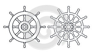 Ship steering wheel, Helm Anchor vector icon, Steer icon vector