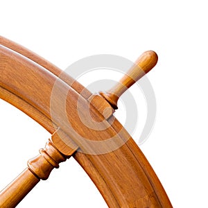 Ship steering wheel isolated on white