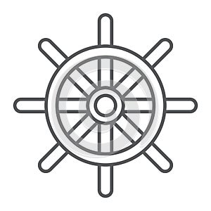 Ship Steering Wheel thin line icon, navigator