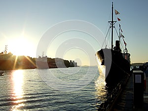 Ship at sunset