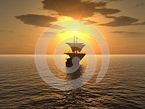 Ship & sunset