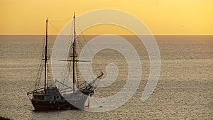 Ship at sunset