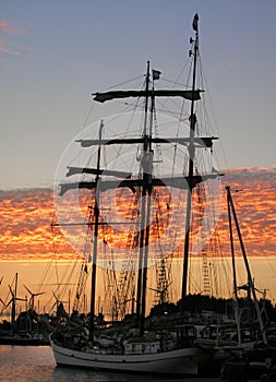 Ship at sunset