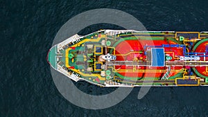 Ship tanker gas LPG, Aerial view Liquefied Petroleum Gas LPG tanker, Tanker ship logistic and transportation business oil and