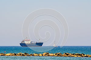 Ship tanker in the Mediterranean Sea. Limassol Cyprus