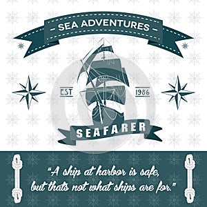 Ship themed rope detailed sea adventures background